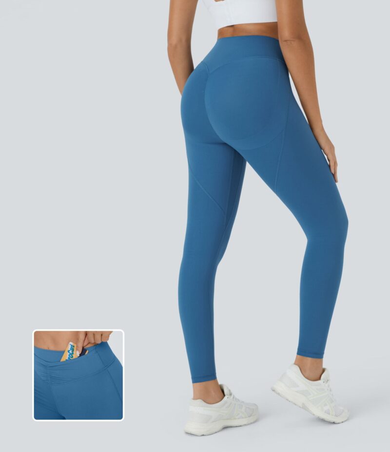Leggings 7/8 UltraSculpt entrenamiento levantamiento glúteo fruncido bolsillo frontal tiro alto