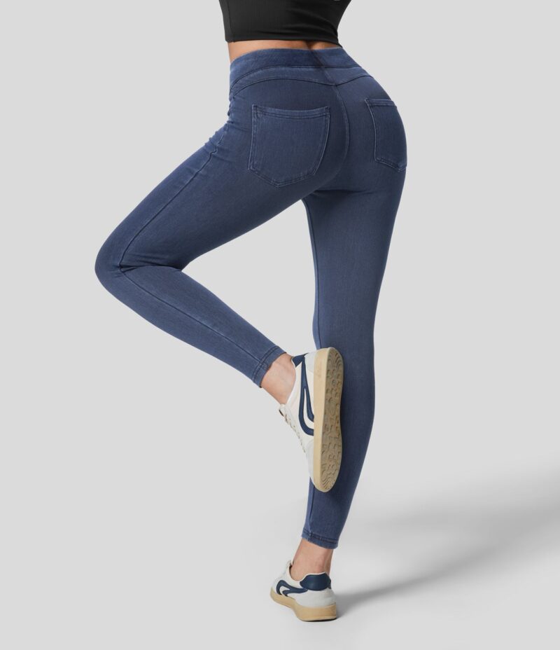 Leggings Polar Flex Denim elásticos de tiro alto con bolsillos - Image 4