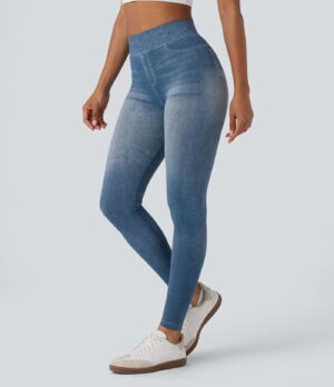 Leggings denim mezclilla tiro alto flujo sin costuras yoga