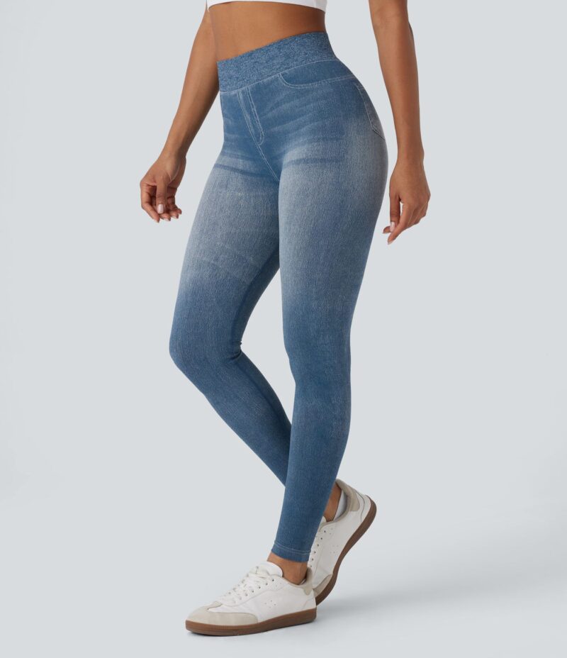 Leggings denim mezclilla tiro alto flujo sin costuras yoga