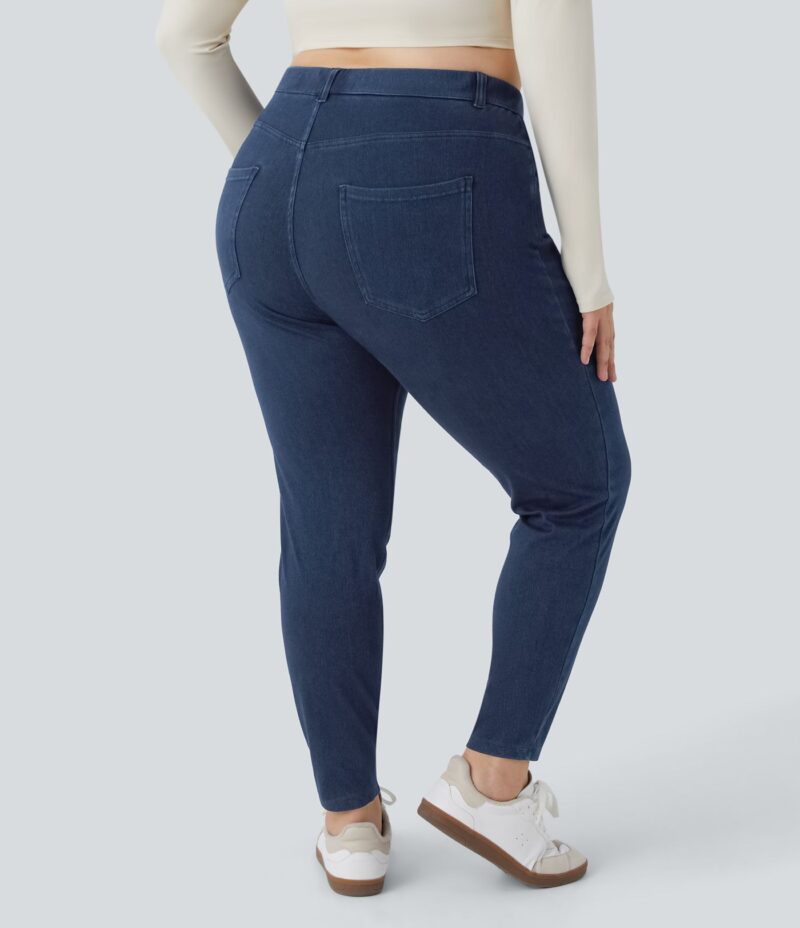Leggings 7/8 Flex Denim oficina elástico múltiple bolsillo tiro alto Talla grande - Image 2