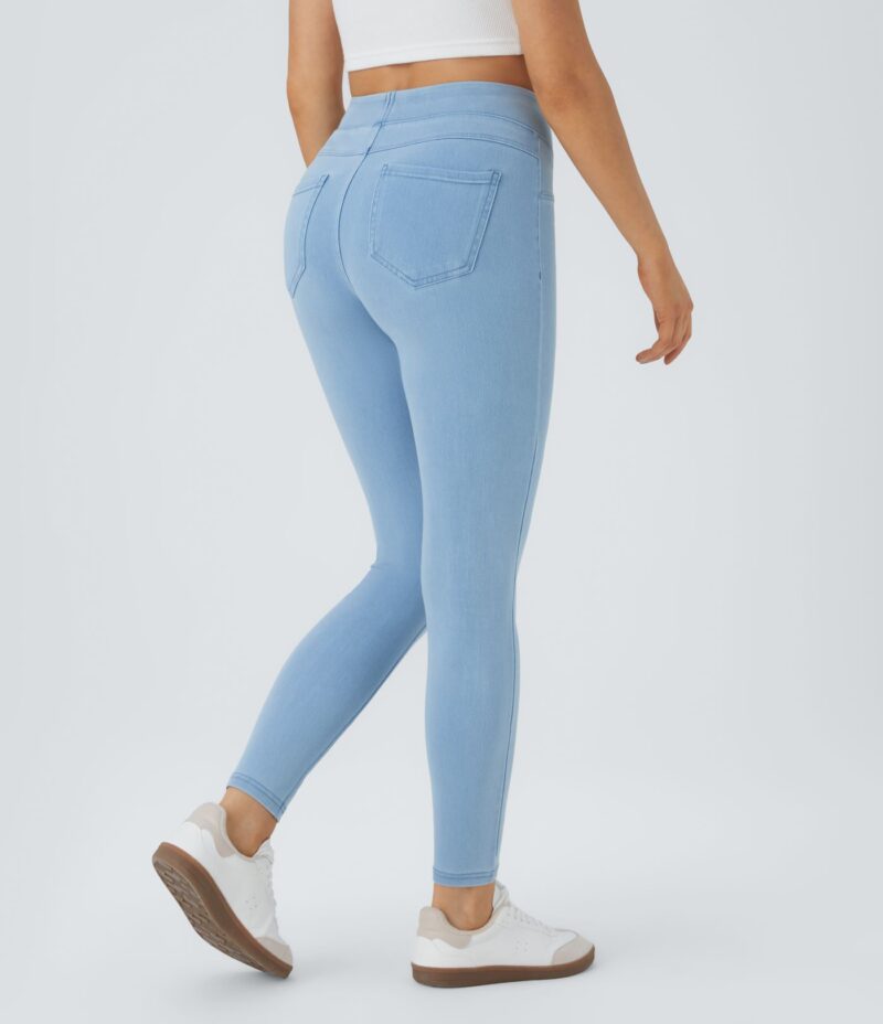 Leggings Flex Denim mezclilla elástico bolsillo lateral trasero tiro alto - Image 9
