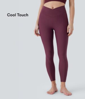 Leggings yoga tacto fresco tiro alto bolsillo lateral raya 7/8